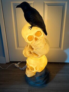 3' Skull Stack with Raven Blow Mold NIB